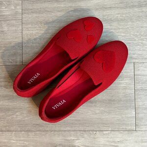 VIVAIA Red Embroidered Audrey Loafers Brand New with Box, Size 5 Womens